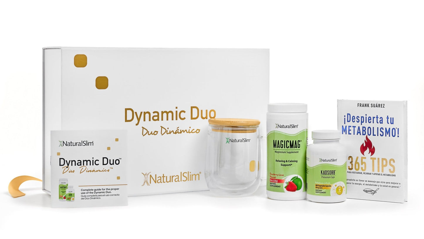 Dúo Dinámico Gift Set | MagicMag®, Kadsorb®, Libro ¡Despierta tu Metabolismo!, Mug y Caja de Regalo con Panfleto Informativo| Magnesio y Potasio - NaturalSlim USA