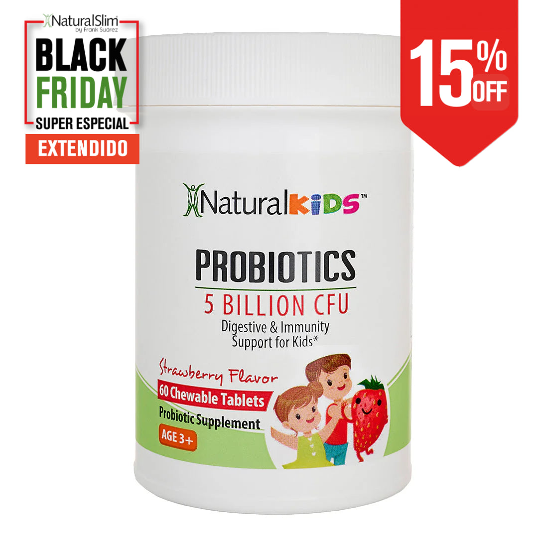 NaturalKids® PROBIOTICS™ Tabletas masticables 5 mil millones de UFC por porción | Probióticos en tableta masticable 60 tabletas masticables | Sabor Fresa