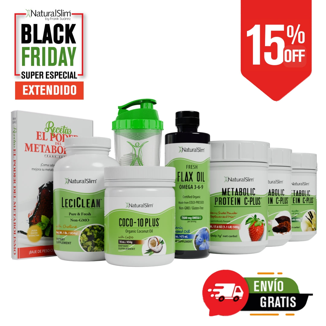Kit Súper Batida Mañanera C Plus - 3 Frascos de Batida C Plus, Coco-10 Plus®, FlaxOil, LeciClean®, Libro de Recetas + Shaker de Regalo | Envío GRATIS