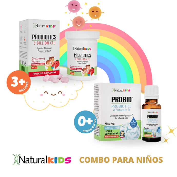 NaturalKids® PROBIOTICS™ & PROBID® Combo | Probióticos y Vitamina D | Apoyo digestivo e inmunológico* para niños