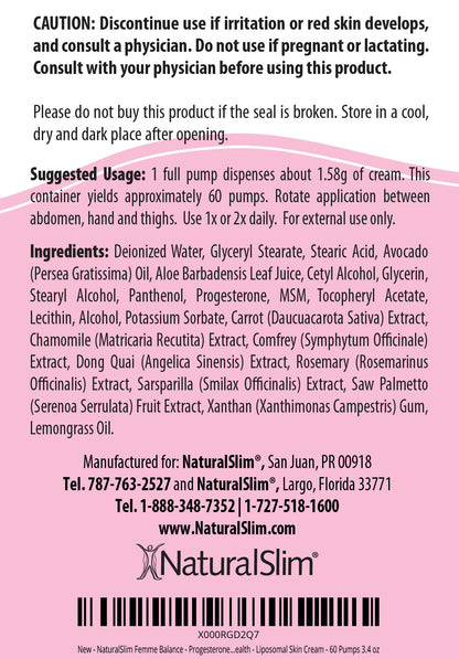 Femme Balance™ | Crema Liposomal Para la Piel - NaturalSlim USA