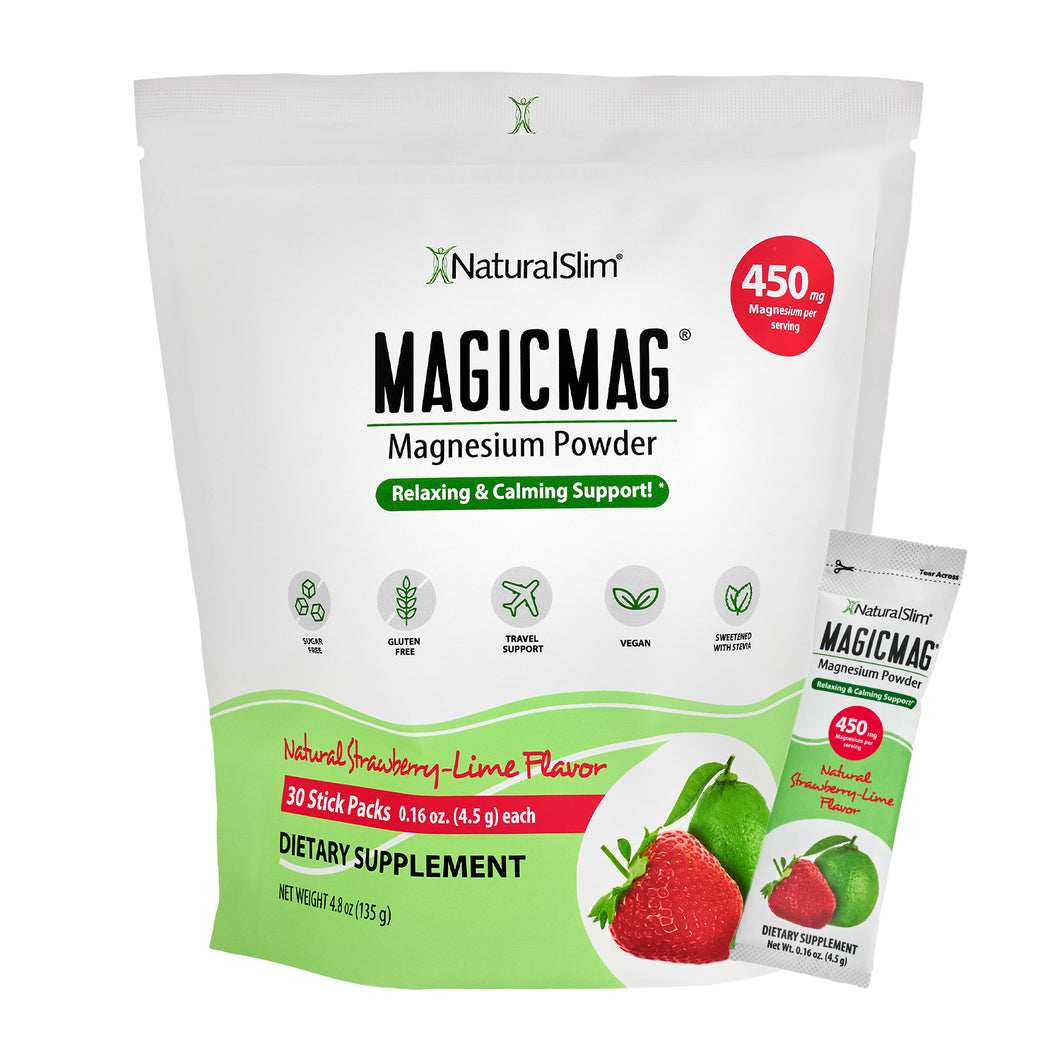 MagicMag® Stick Packs | Viaje-Travel | Fresa-Limón | Suplemento Citrato de Magnesio | Apoyo Relajante y Calmante*