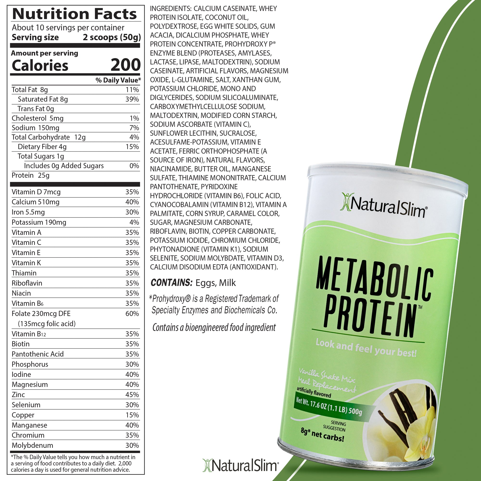NaturalSlim Metabolic Whey Protein Powder – Chocolate Meal Replacement Shake,  10 Servings 