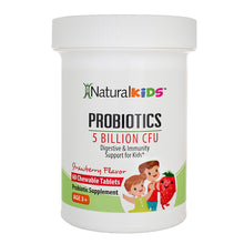 Cargar imagen en el visor de la galería, NaturalKids® PROBIOTICS™ Tabletas masticables 5 mil millones de UFC por porción | Probióticos en tableta masticable 60 tabletas masticables | Sabor Fresa