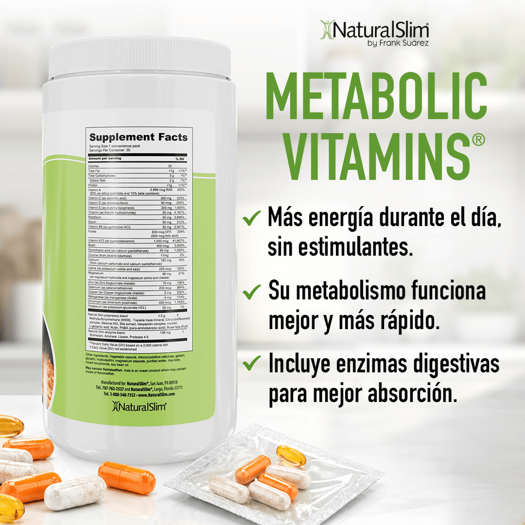 Metabolic Vitamins® | Vitaminas Potentes | Multivitaminas y Minerales, Complejo B con Niacina (B3) - NaturalSlim USA
