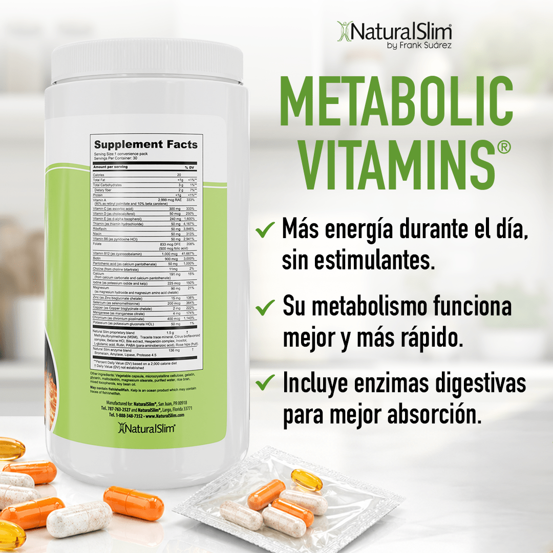 Metabolic Vitamins® | Vitaminas Potentes | Multivitaminas y Minerales, Complejo B con Niacina (B3) - NaturalSlim USA