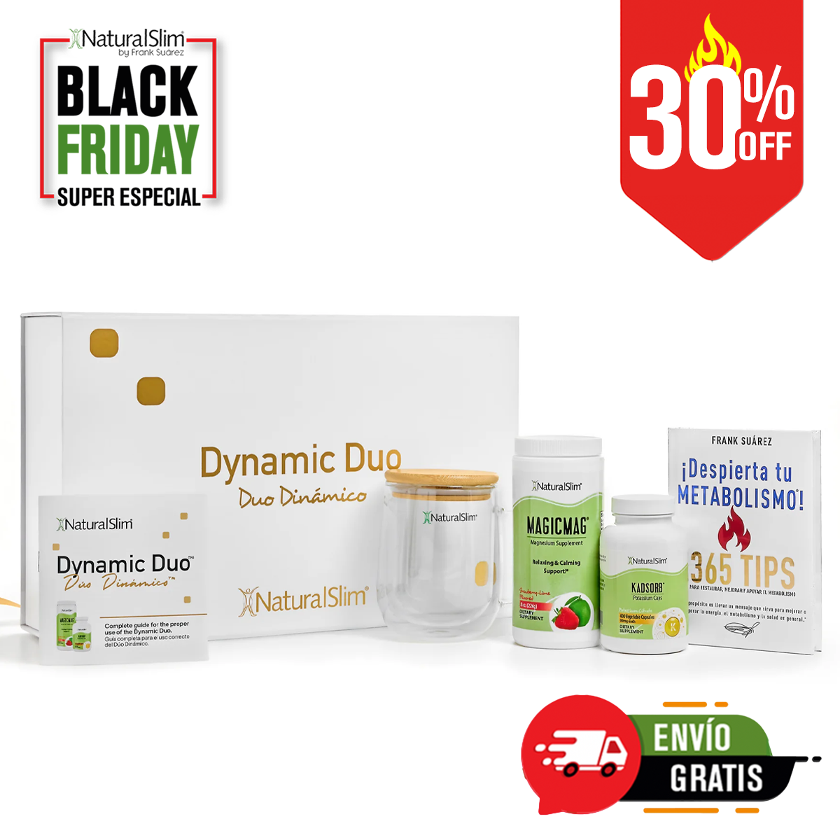 Dúo Dinámico Gift Set | MagicMag®, Kadsorb®, Libro ¡Despierta tu Metabolismo!, Mug y Caja de Regalo con Panfleto Informativo| Magnesio y Potasio