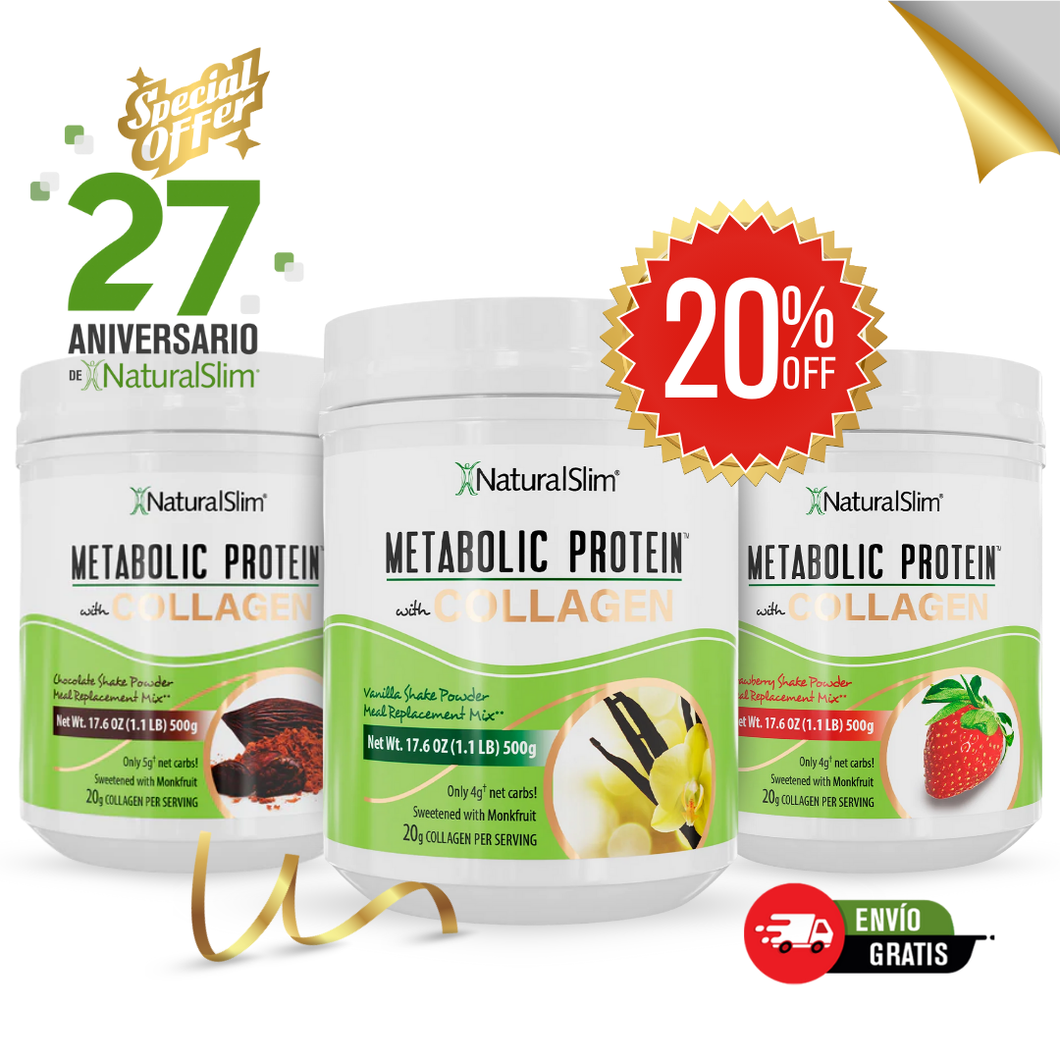 3 Metabolic Protein® Collagen Shakes (Sweetened with Monkfruit and with Collagen)