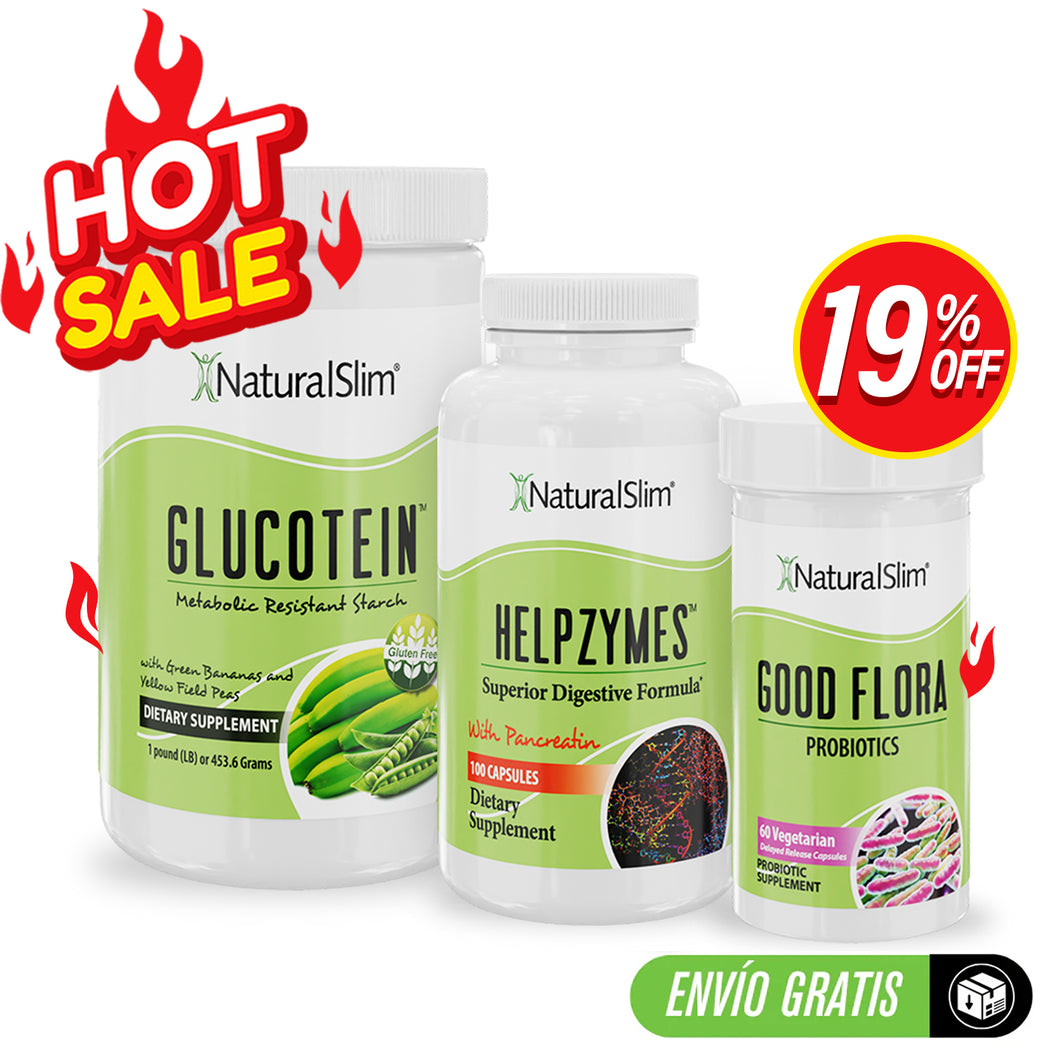 Digestive Support Bundle: 1 Glucotein + 1 Helpzymes + 1 Good Flora