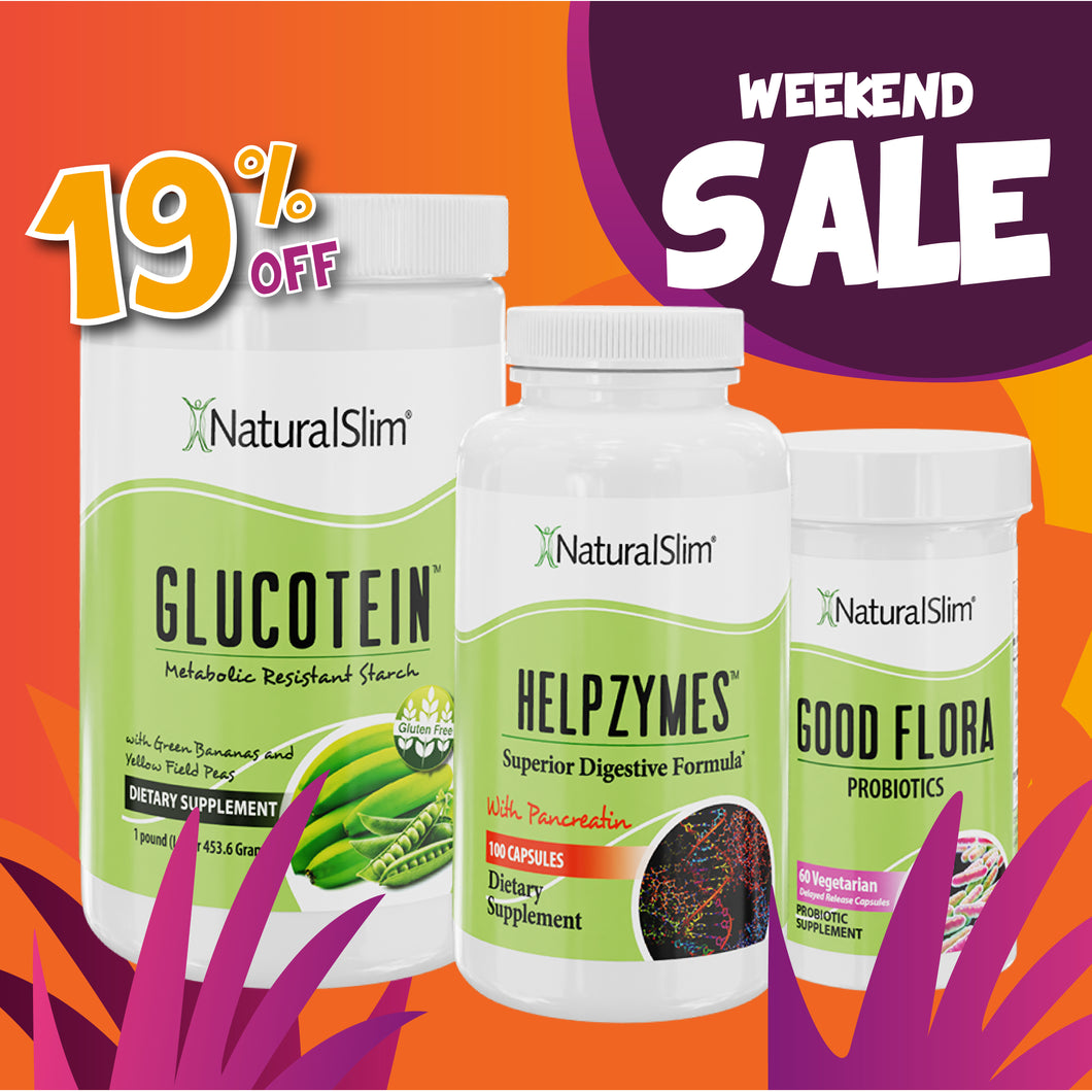 Combo de Apoyo Digestivo: 1 Glucotein + 1 Helpzymes + 1 Good Flora