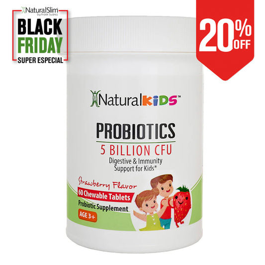 NaturalKids® PROBIOTICS™ Chewable Tablets 5 billion CFU per serving : Probiotics in chewable tablet 60 chewable tablets : Strawberry Flavor