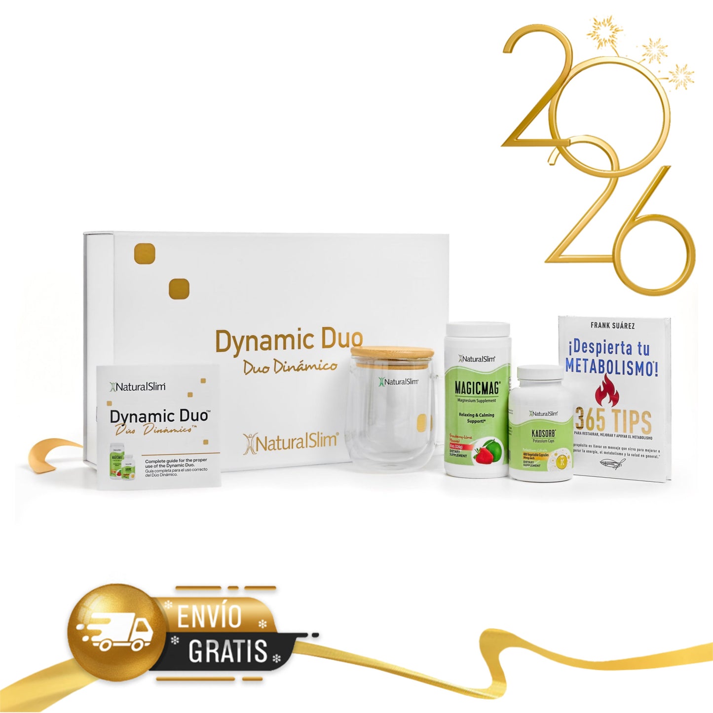 Dúo Dinámico Gift Set | MagicMag®, Kadsorb®, Libro ¡Despierta tu Metabolismo!, Mug y Caja de Regalo con Panfleto Informativo| Magnesio y Potasio - NaturalSlim USA