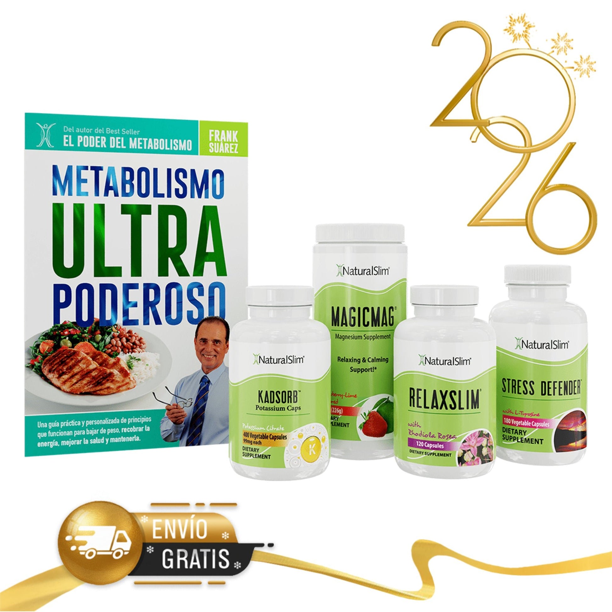 Kit Relax Antiestrés - NaturalSlim USA - kadsorb - magicmag - relaxslim - stress defender - libro metabolismo ultra poderoso