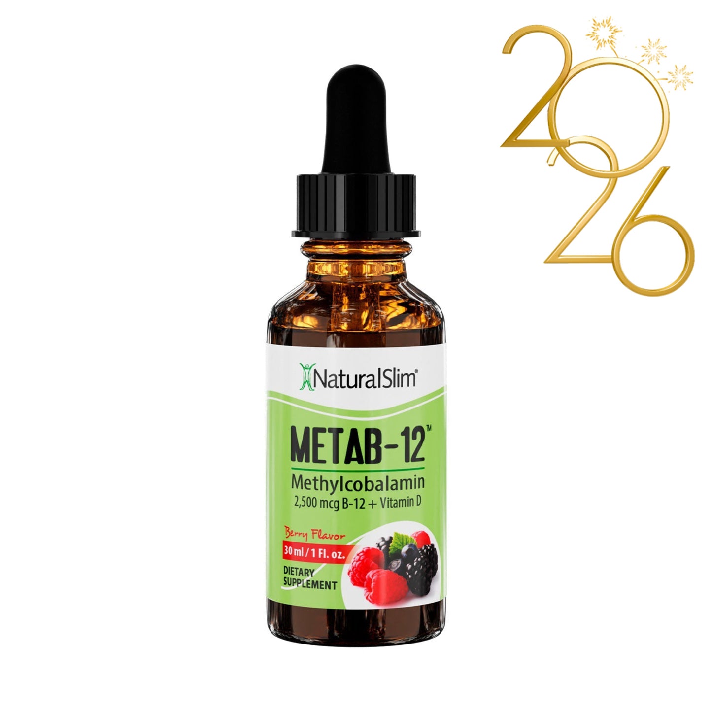 METAB - 12® Berry Liquid Vitamin B - 12 (methylcobalamin) + Vitamin D - NaturalSlim USA